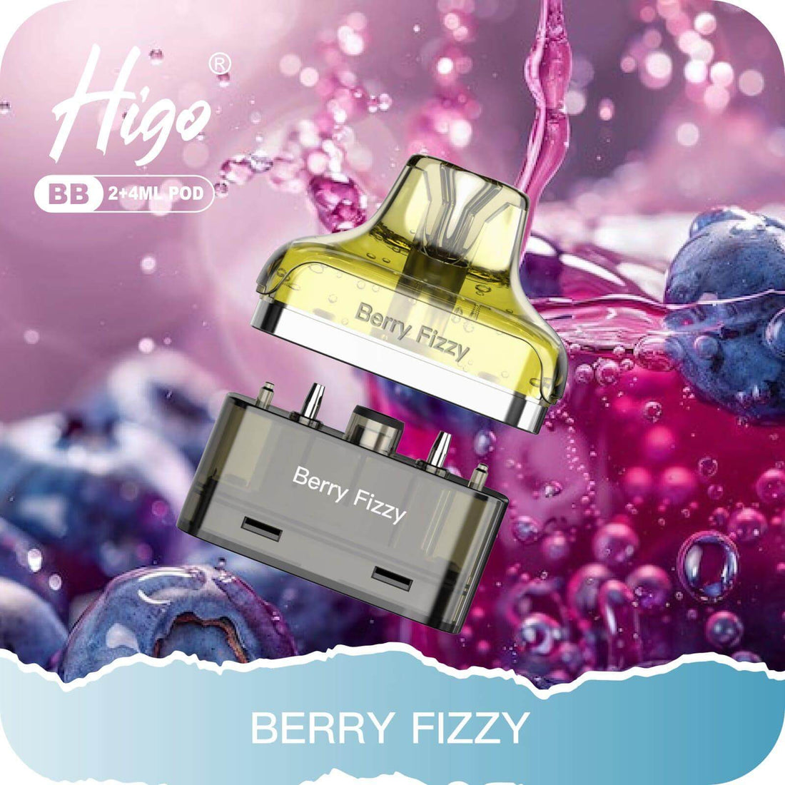 A vibrant image featuring a "Banana Ice" vape pod above sliced bananas, surrounded by splashes of creamy liquid.