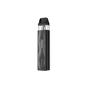 Sleek black vape device with a transparent top, featuring a green indicator light and the brand name 